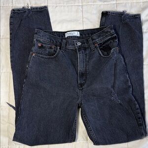 Abercrombie & Fitch Black Distressed Straight Leg Jeans